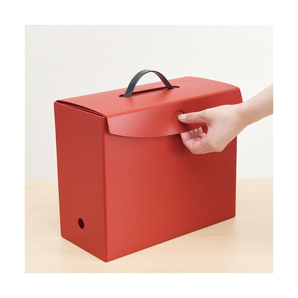 （まとめ）ライオン事務器 ボックスファイル(テレネ) PP A4 フタ・取っ手付き 背幅152mm レッド BF-42T R 1個(×10セット)