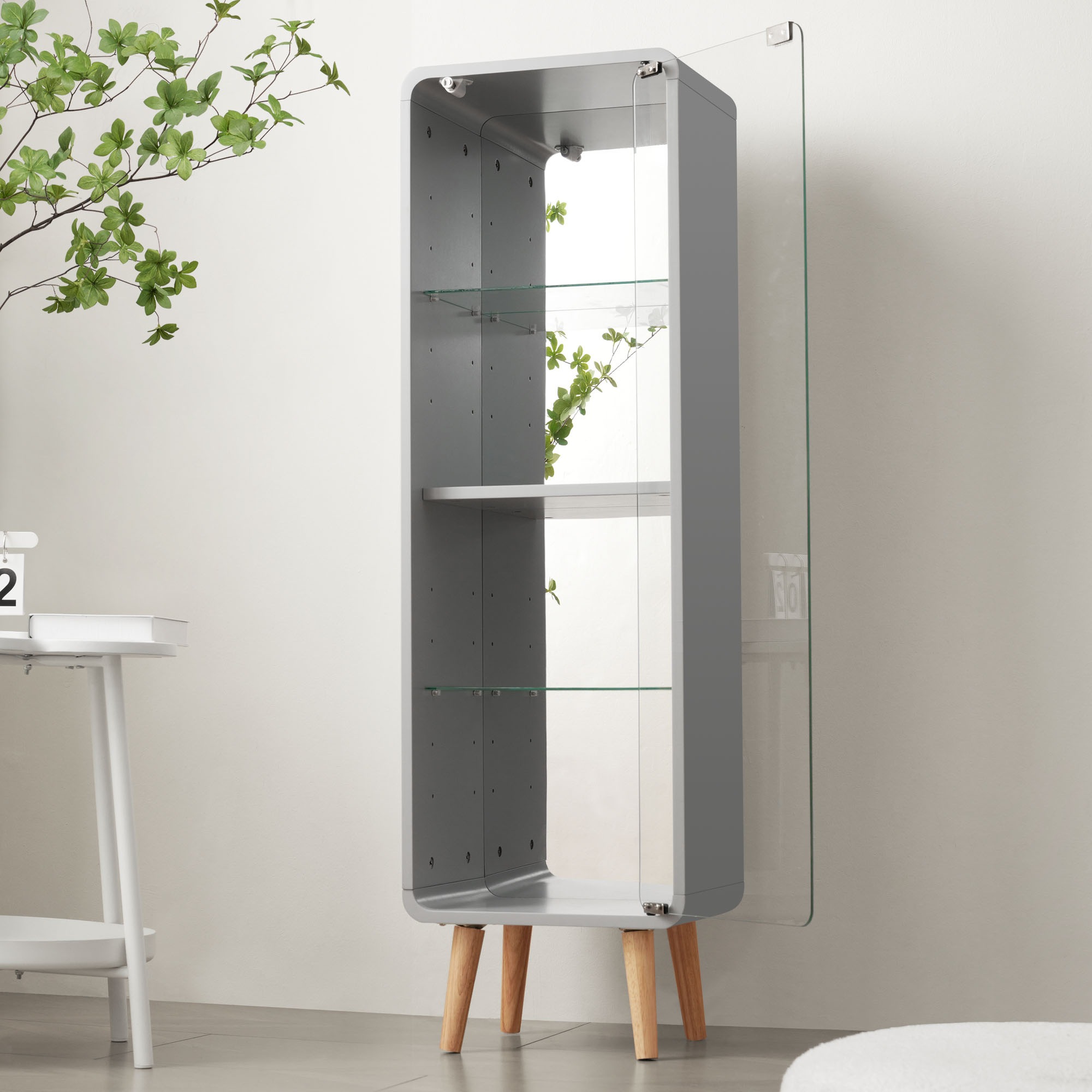 F72コレクションケース コレクションシェルフ ガラスディスプレイキャビネット4段 高さ調節可能 フィギュア 収納 背面ミラー 強化ガラス棚 サイズ:幅36*奥行26.5*高さ121CM グレー F72コレクションケース コレクションシェルフ ガラスディスプレイキャビネット4段 高さ調節可能 フィギュア 収納 背面ミラー 強化ガラス棚 サイズ:幅36*奥行26.5*高さ121CM グレー