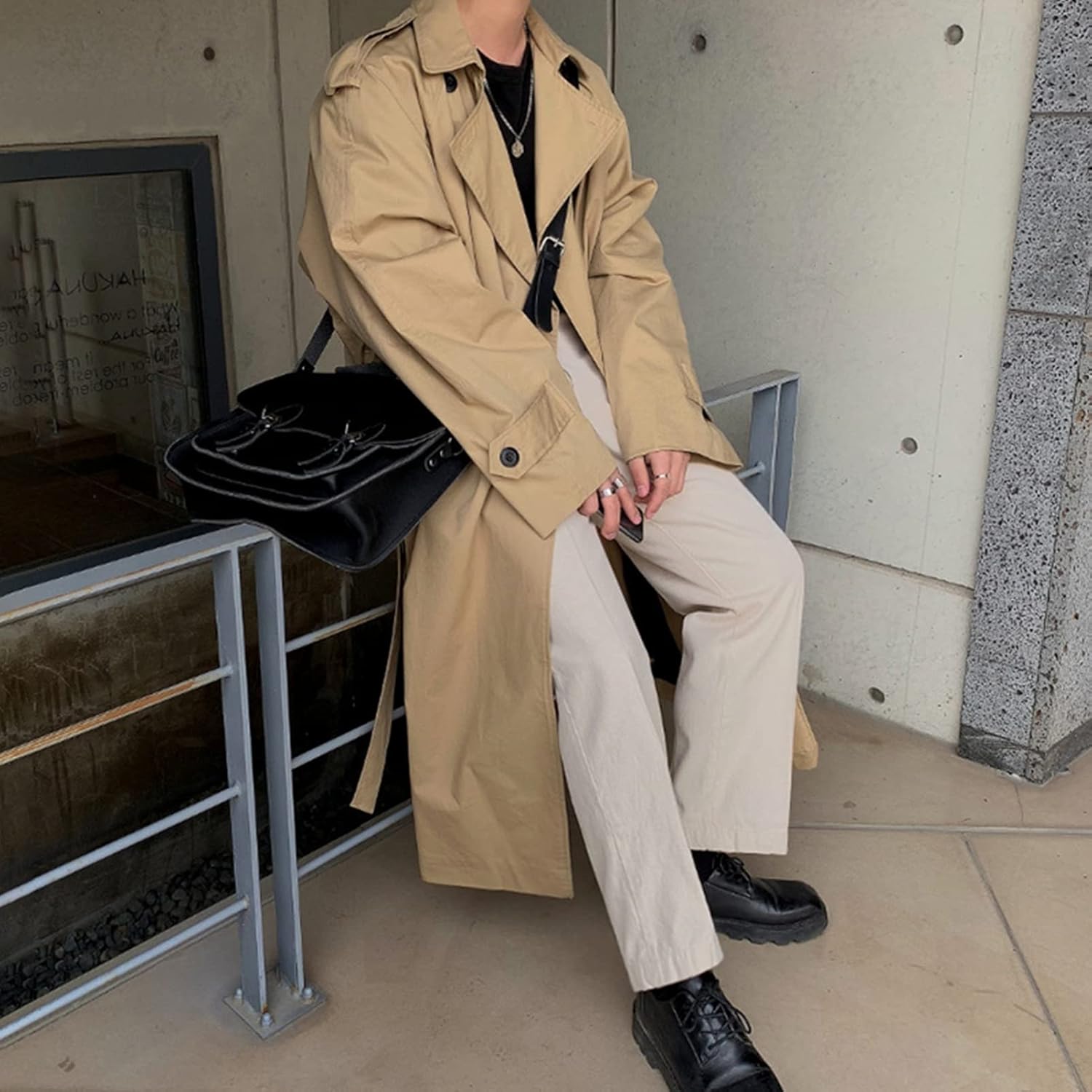トレンチコート メンズ ロングコート スプリングコート チェスターコート ダブルブレスト ロング丈 お洒落 アウター オーバー 男性用 カジュアル ビジネス 春秋 薄手 防風防寒 大きいサイズ タウン