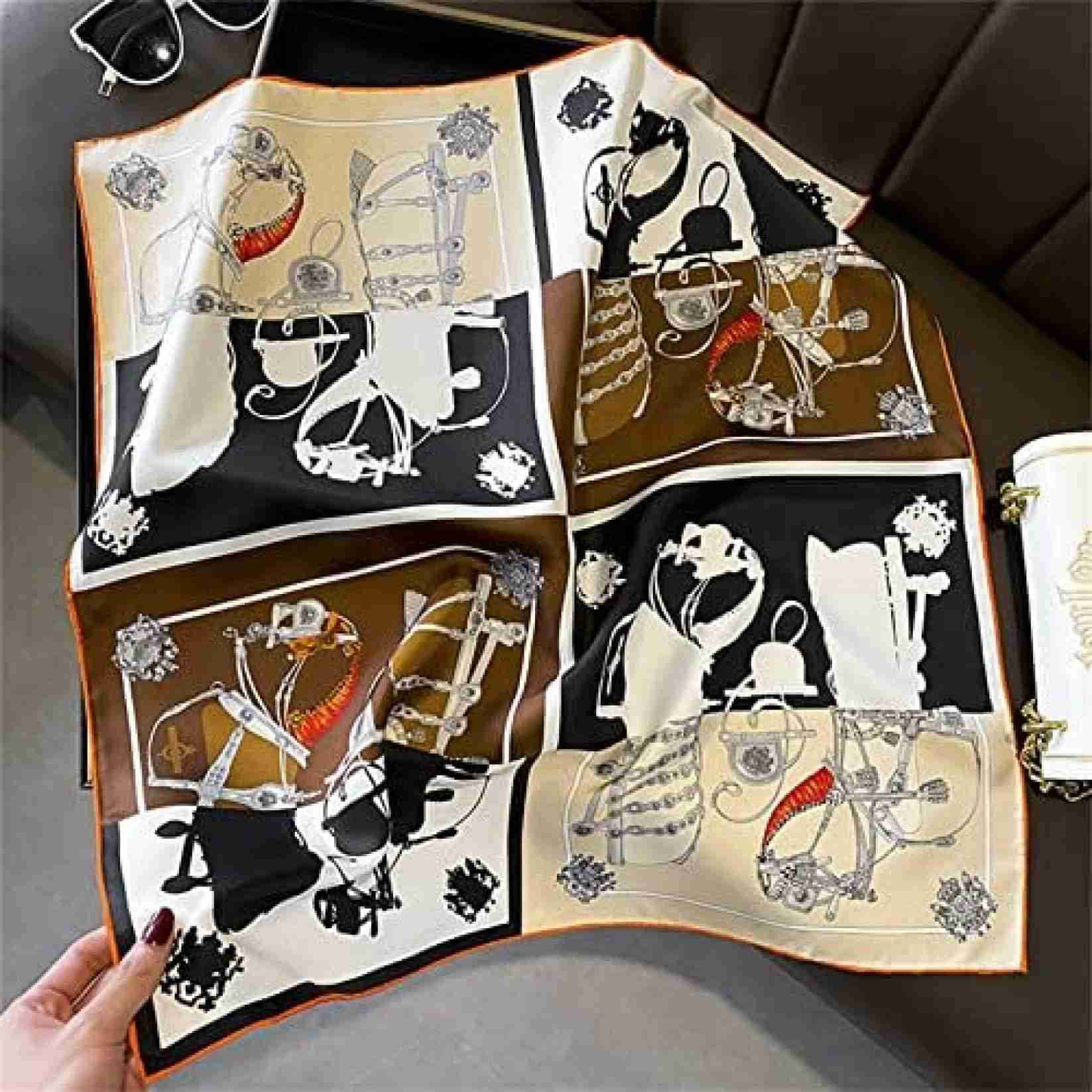 【20%OFFクーポン~】パターンプリントネックスカーフ 薄いセクションステッチカラーマッチング70cmスクエアスカーフツィルスカーフ 【20%OFFクーポン~】パターンプリントネックスカーフ 薄いセクションステッチカラーマッチング70cmスクエアスカーフツィルスカーフ