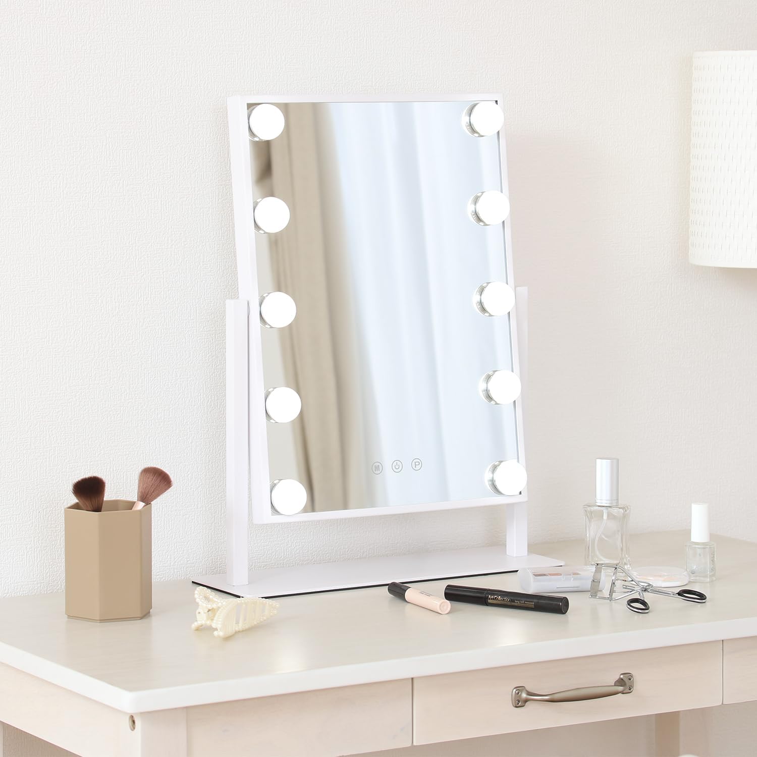 プレミアムLEDミラー 女優ミラー 角度調整可 幅36.5×奥行12×高さ46.4cm ホワイト yumeka 67782 プレミアムLEDミラー 女優ミラー 角度調整可 幅36.5×奥行12×高さ46.4cm ホワイト yumeka 67782