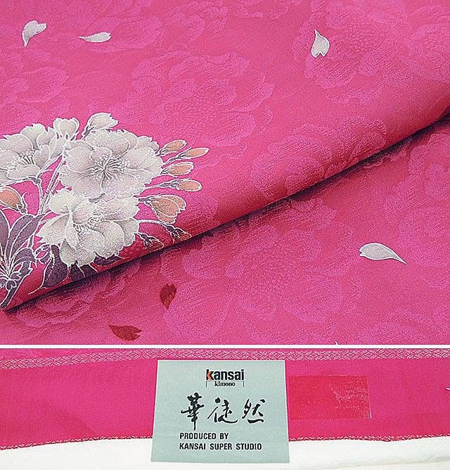 単衣 小紋 新品仕立済 正絹 単衣 山本寛斎 Kansai 桜模様 小紋 新品 仕立て上がり 着物