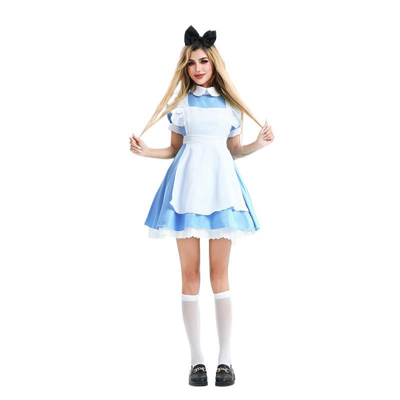 アリスプリンセスドレスブルードレスメイドコスチュームメイドコスチュームハロウィンコスチュームカーニバルステージパフォーマンスコスチューム
