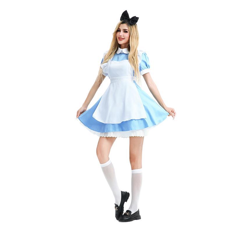 アリスプリンセスドレスブルードレスメイドコスチュームメイドコスチュームハロウィンコスチュームカーニバルステージパフォーマンスコスチューム