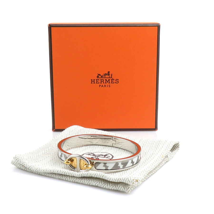 エルメス HERMES バングル ブレスレット クリック シェーヌダンクル メタル/エナメル シルバー/ゴールド/ホワイト レディース w0913g エルメス HERMES バングル ブレスレット クリック シェーヌダンクル メタル/エナメル シルバー/ゴールド/ホワイト レディース w0913g