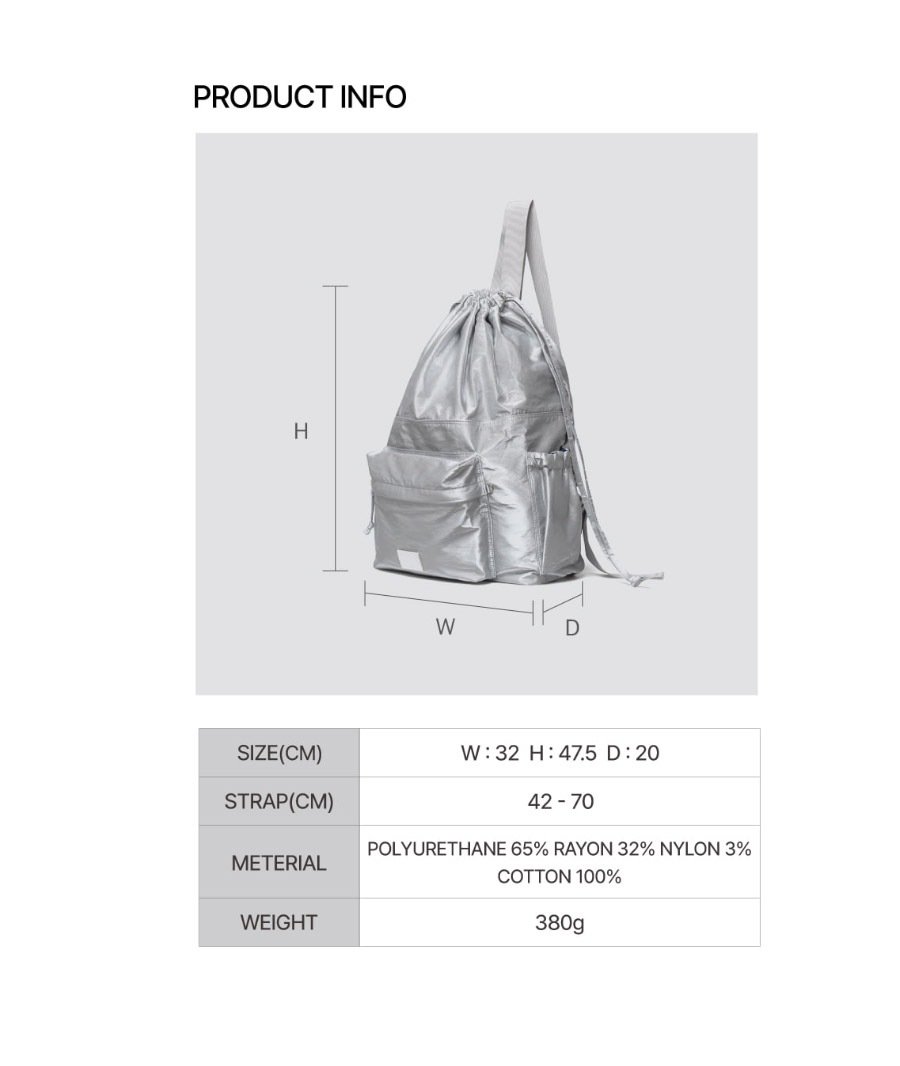 DRAWSTRING BACKPACK-SILVER