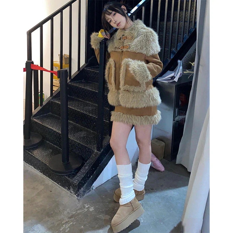 【急速出荷!】人气新作韓国ファッション冬の新作気品 セット服 レディース ファーネックデザイン感 プ ファッション セットアップ 上下セット 2点セット