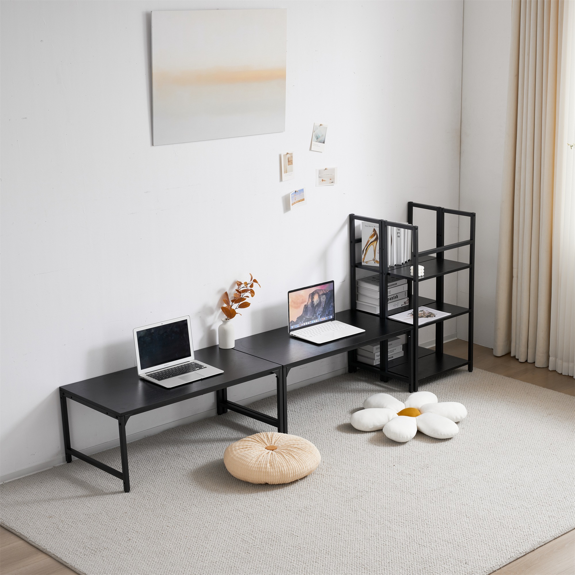 768【新色登場】【グレー】家具专门店 ロータイプデスク パソコンデスク 実用な一体分離両用 溢れる天然木の魅力 省スペース 3段シェルフ付 座デスク ミシン台 768【新色登場】【グレー】家具专门店 ロータイプデスク パソコンデスク 実用な一体分離両用 溢れる天然木の魅力 省スペース 3段シェルフ付 座デスク ミシン台