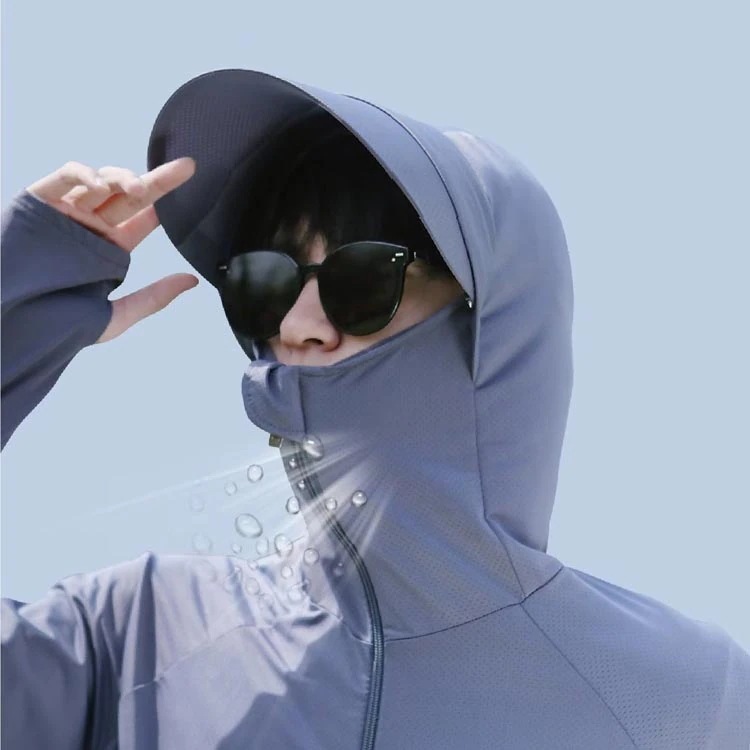 【20点セット】【送料無料】メンズ ラッシュガード パーカー ドライメッシュ 接触冷感 涼しい 指穴付き フード付き uvパーカー UV スポーツ フェイスカバー付き uvカット 日焼け止め UPF5