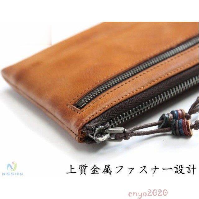 長財布 メンズ 本革 牛革 財布 ファスナー ポケット カード入れ 小銭入れ サイフ さいふ 大容量 高品質 男気 彼氏 父 自分用 ギフト プレ