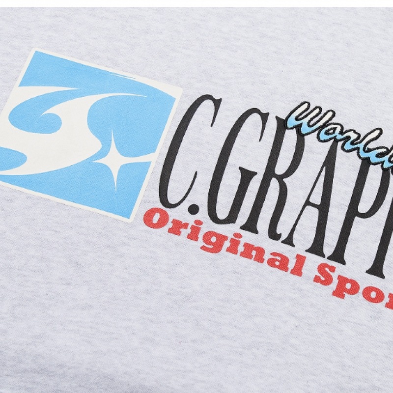 コデグリー C. グレーアークロゴオーバーフィットパーカー_メランジグレー コデグリー C. グレーアークロゴオーバーフィットパーカー_メランジグレー