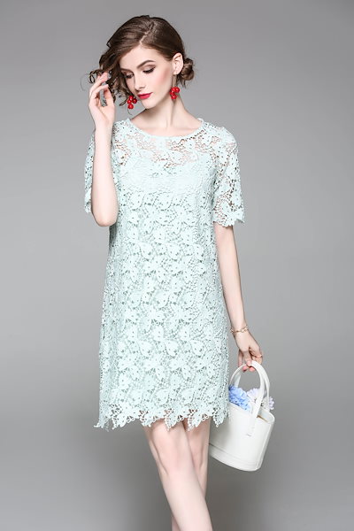 NEW 上品 半袖 総レース 3色 結婚式 お呼 : レディース服 在庫大特価