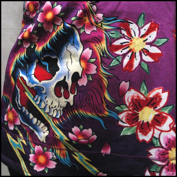 セール エドハーディー レディース チュニック 200種類の品揃え Ed Hardy ゴースト GHOST パープル ミニドレス ワンピース エドハーディー 正規品 LAセレブ 着用 ファッ