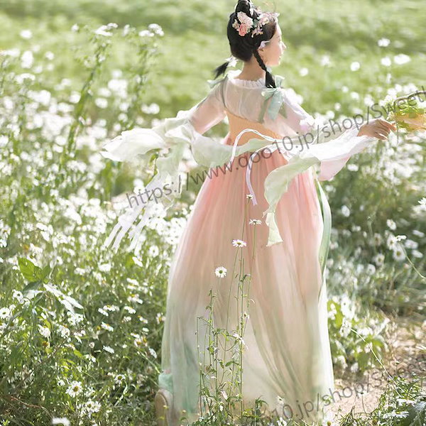 Qoo10] 漢服女花言辞斉胸漢元素春夏漢服日常漢元素