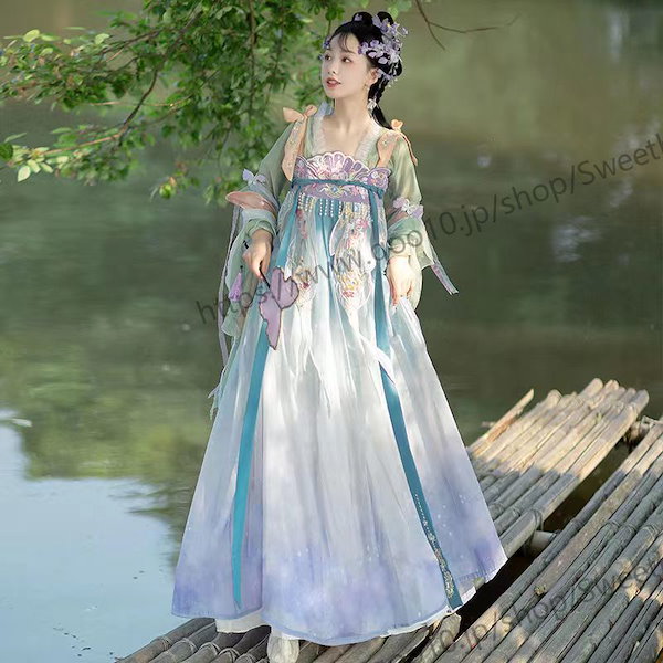 Qoo10] 漢服女花言辞斉胸漢元素春夏漢服日常漢元素