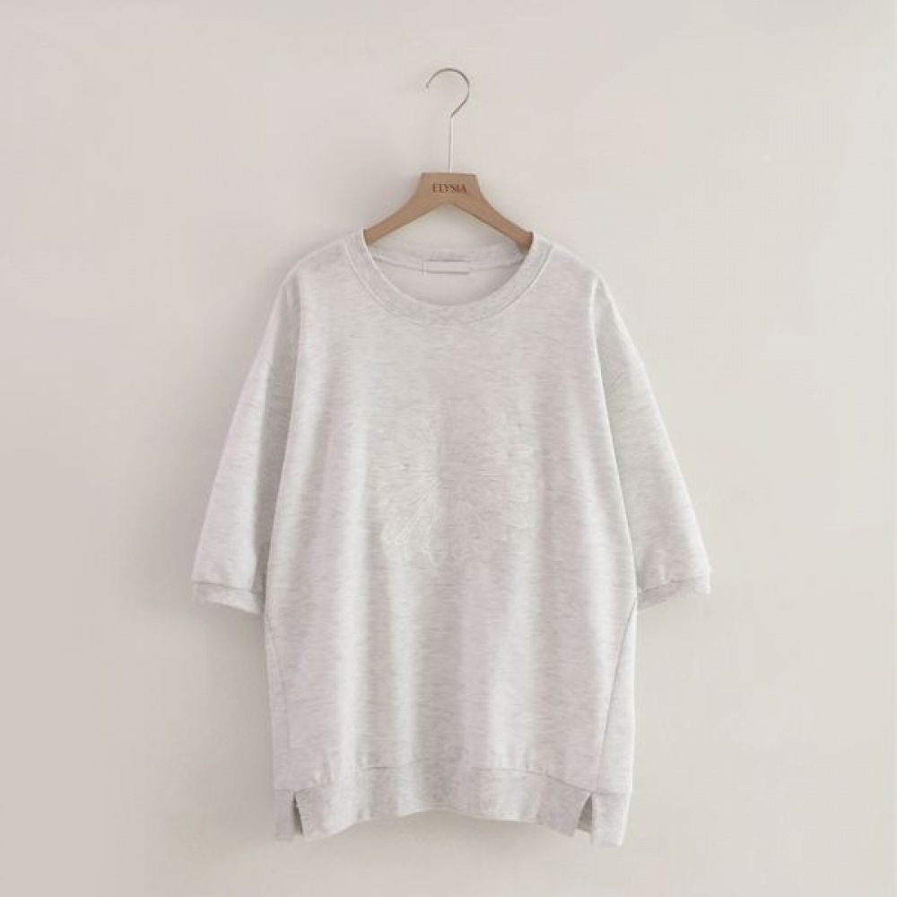 [Elysia] デナエンブロイダリーショートスリーブスウェットシャツ