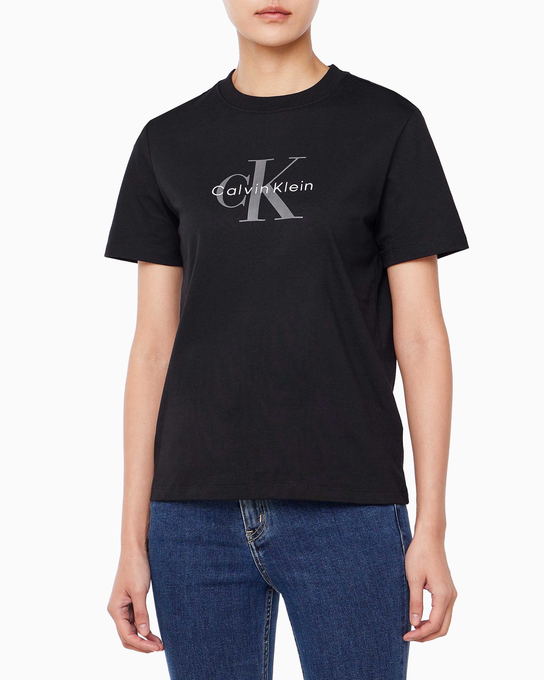 レディースTシャツ 半袖 モノグラムロゴ クルーネック 韓国人気モデル