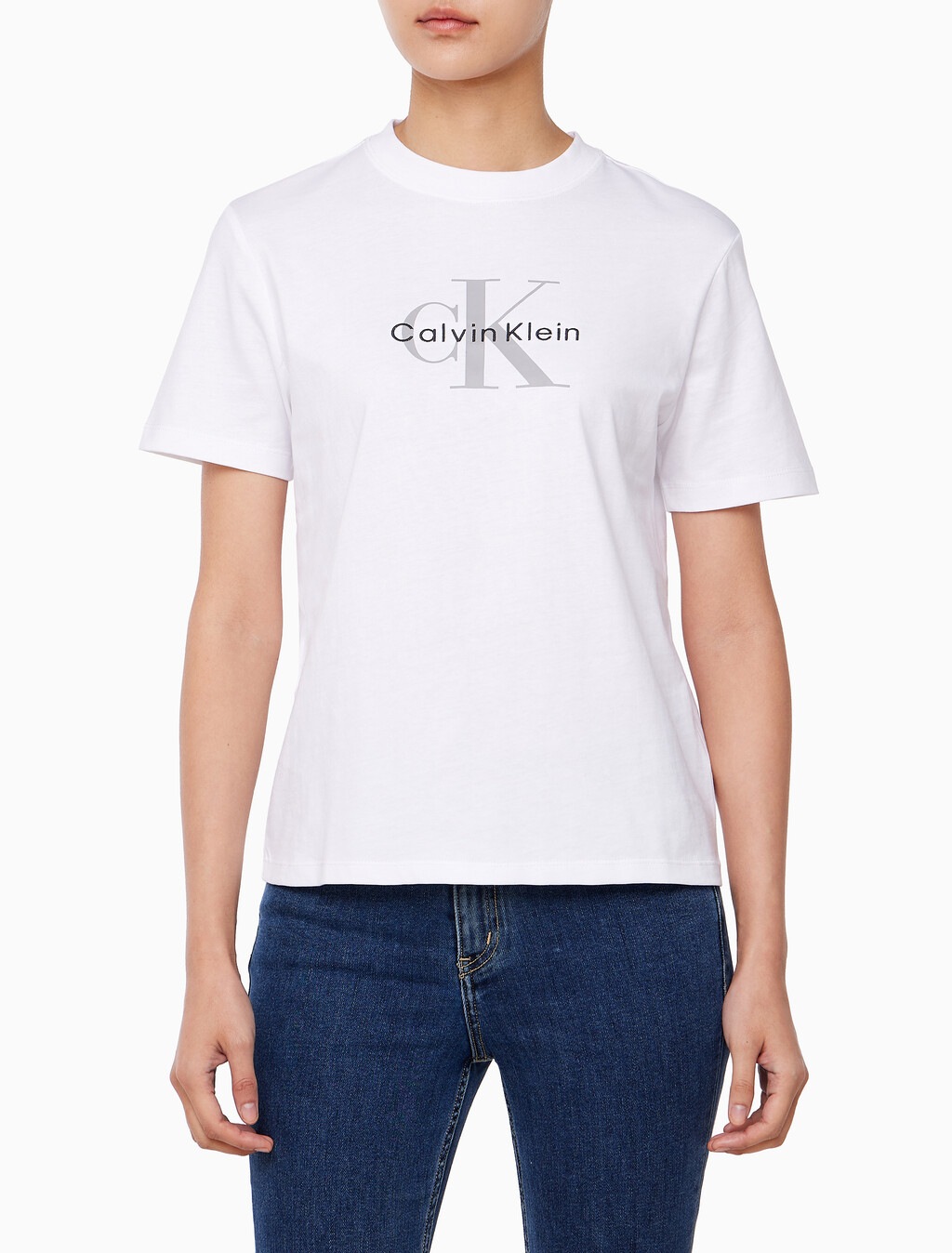 レディースTシャツ 半袖 モノグラムロゴ クルーネック 韓国人気モデル