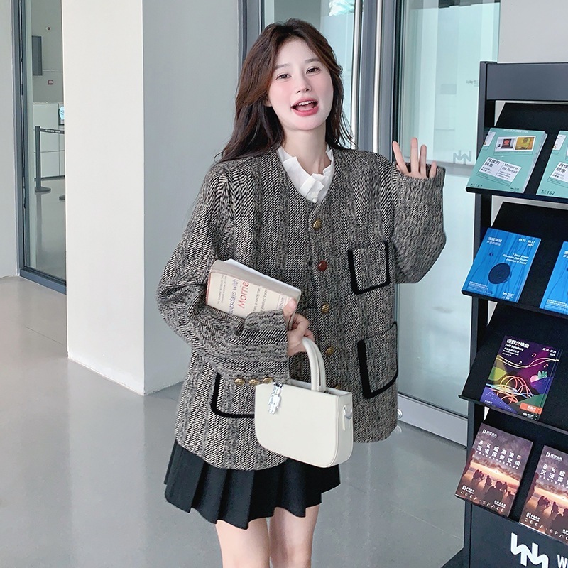 フランスのレトロな小さな香水ジャケット2024新しい気質通勤名人緩いヘリンボーンショートトップス フランスのレトロな小さな香水ジャケット2024新しい気質通勤名人緩いヘリンボーンショートトップス