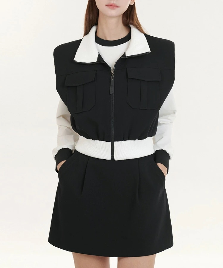 ゴルフウェア ベスト レディース 韓国 ジップアップ ポケット 春 秋