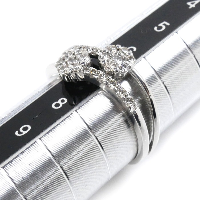 ウィスプ　ホワイトゴールドダイヤモンドリング　K10WG K10WG ホワイトゴールド ダイヤ0.18ct 一文字 リング 指輪