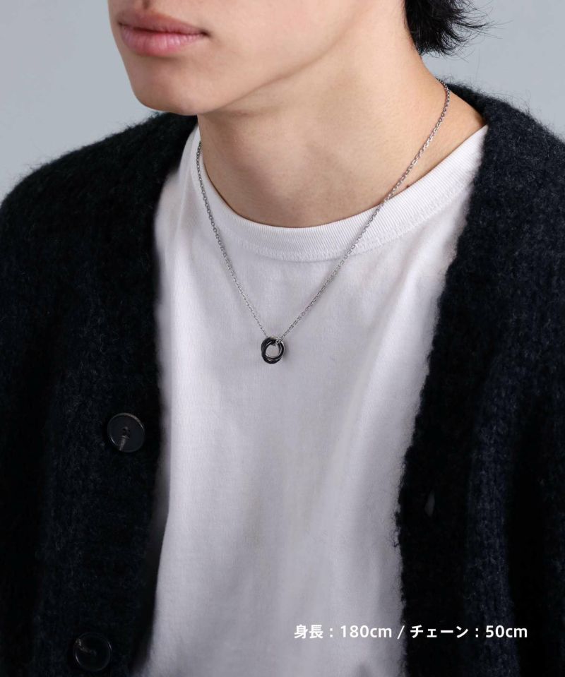 ライオンハート LH-1 タテガミ ダブルリング ネックレス フラグメント サージカルステンレス (シルバーxブラック) 金属アレルギー対応 03NE069BBK LION HEART メン ライオンハート LH-1 タテガミ ダブルリング ネックレス フラグメント サージカルステンレス (シルバーxブラック) 金属アレルギー対応 03NE069BBK LION HEART メン