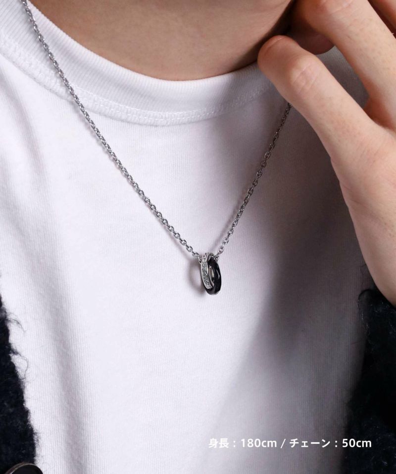 ライオンハート LH-1 タテガミ ダブルリング ネックレス フラグメント サージカルステンレス (シルバーxブラック) 金属アレルギー対応 03NE069BBK LION HEART メン ライオンハート LH-1 タテガミ ダブルリング ネックレス フラグメント サージカルステンレス (シルバーxブラック) 金属アレルギー対応 03NE069BBK LION HEART メン