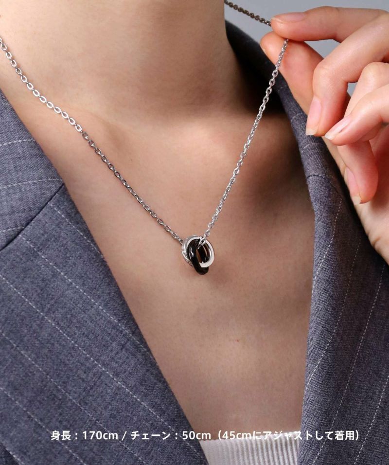 ライオンハート LH-1 タテガミ ダブルリング ネックレス フラグメント サージカルステンレス (シルバーxブラック) 金属アレルギー対応 03NE069BBK LION HEART メン ライオンハート LH-1 タテガミ ダブルリング ネックレス フラグメント サージカルステンレス (シルバーxブラック) 金属アレルギー対応 03NE069BBK LION HEART メン