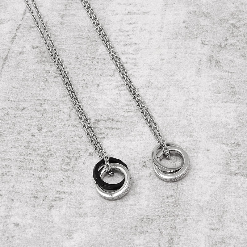 ライオンハート LH-1 タテガミ ダブルリング ネックレス フラグメント サージカルステンレス (シルバーxブラック) 金属アレルギー対応 03NE069BBK LION HEART メン ライオンハート LH-1 タテガミ ダブルリング ネックレス フラグメント サージカルステンレス (シルバーxブラック) 金属アレルギー対応 03NE069BBK LION HEART メン