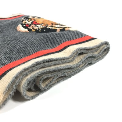Qoo10] GUCCI マフラー タイガー 虎 刺繍 フリンジ : バッグ・雑貨