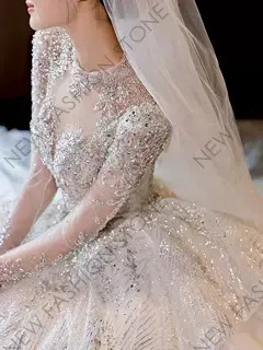 長袖ウェディングドレス2024新型宮廷風高級感重工フランス小柄ウェディングドレス-64 長袖ウェディングドレス2024新型宮廷風高級感重工フランス小柄ウェディングドレス-64