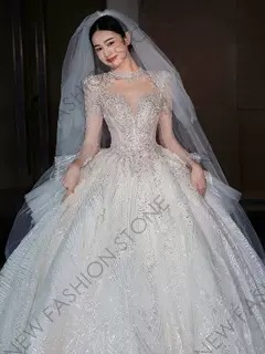 長袖ウェディングドレス2024新型宮廷風高級感重工フランス小柄ウェディングドレス-64 長袖ウェディングドレス2024新型宮廷風高級感重工フランス小柄ウェディングドレス-64