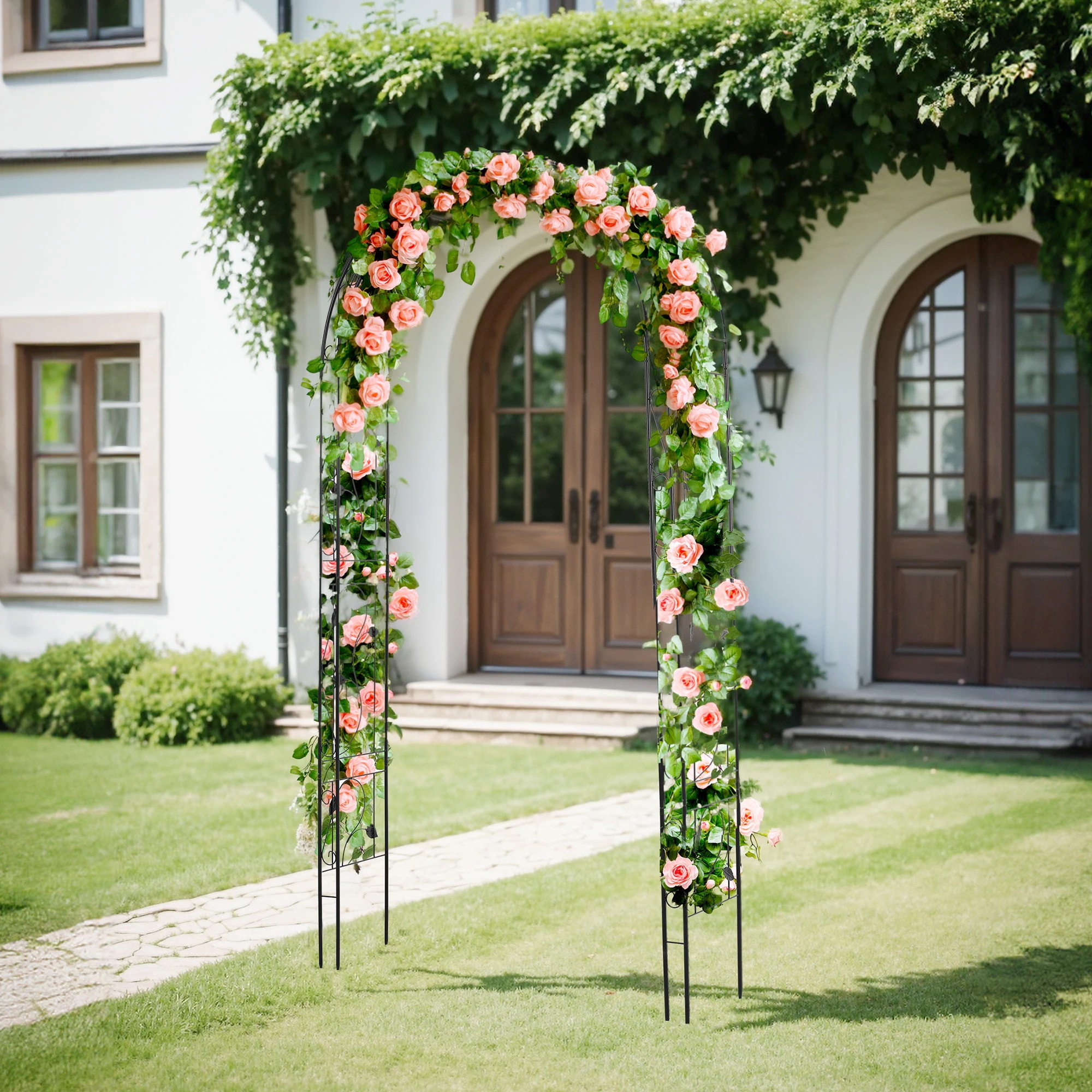 1898【元SKU：N508P249381A】ガーデンアーチ ローズアーチ 園芸 ガーデニング用品 ガーデン ファニチャー スチール 鉄製 薔薇アーチ 外 園芸用品 アーチ ガーデニング 花立て 庭園