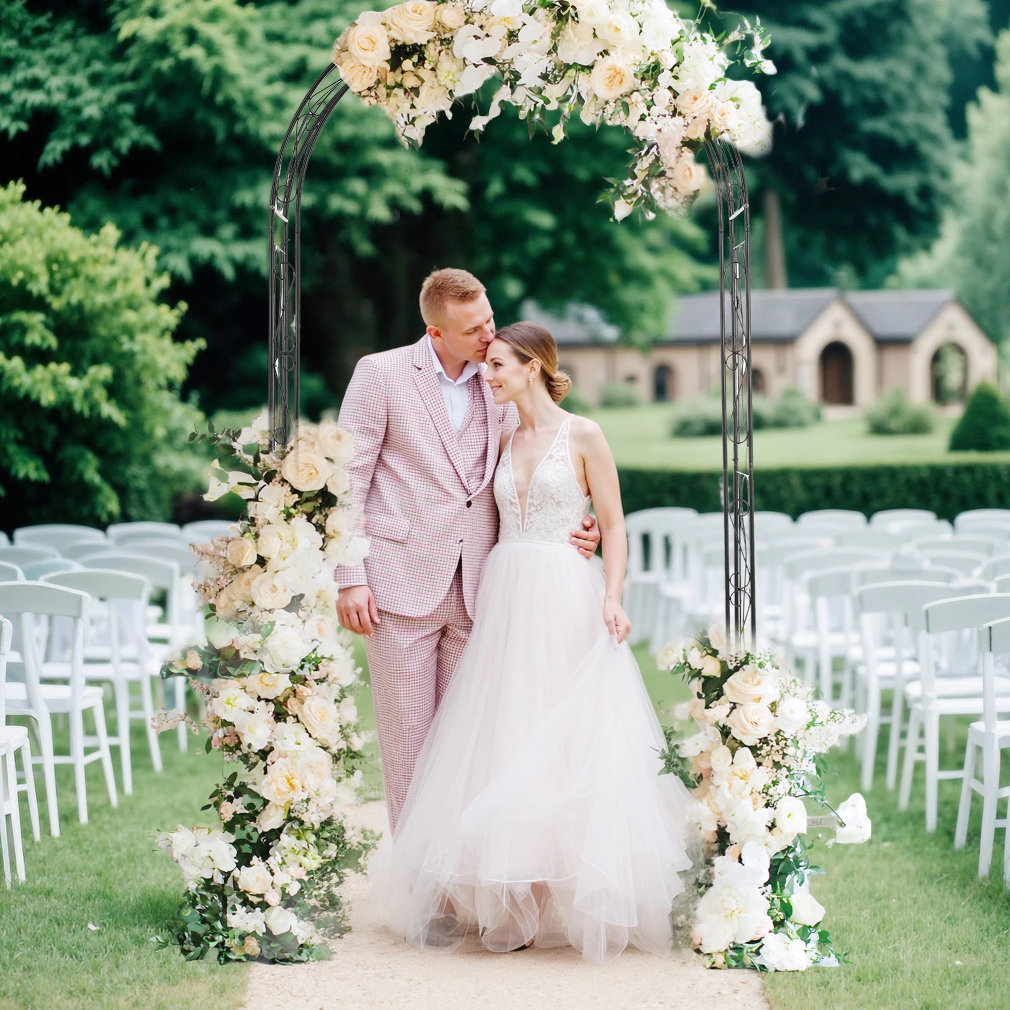 1898【元SKU：N508P249381A】ガーデンアーチ ローズアーチ 園芸 ガーデニング用品 ガーデン ファニチャー スチール 鉄製 薔薇アーチ 外 園芸用品 アーチ ガーデニング 花立て 庭園