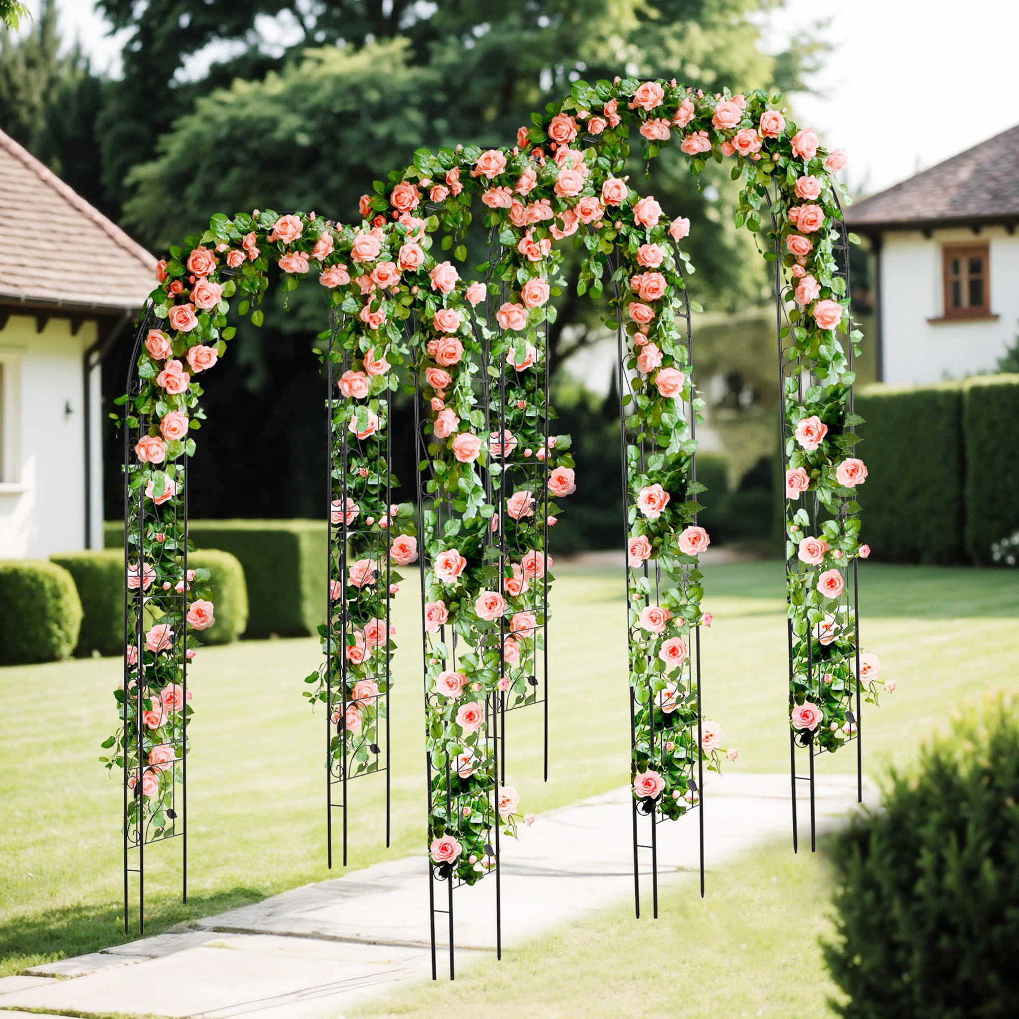1898【元SKU：N508P249381A】ガーデンアーチ ローズアーチ 園芸 ガーデニング用品 ガーデン ファニチャー スチール 鉄製 薔薇アーチ 外 園芸用品 アーチ ガーデニング 花立て 庭園