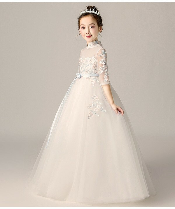キッズ ドレス パーティー 五分袖 お姫様 ロング丈 透け感 レース ハイネック パフスリーブ ワンピース 子供ドレス ファスナータイプ 子どもドレス 女の子 Aライン フォーマル ステージ衣装 ピア キッズ ドレス パーティー 五分袖 お姫様 ロング丈 透け感 レース ハイネック パフスリーブ ワンピース 子供ドレス ファスナータイプ 子どもドレス 女の子 Aライン フォーマル ステージ衣装 ピア