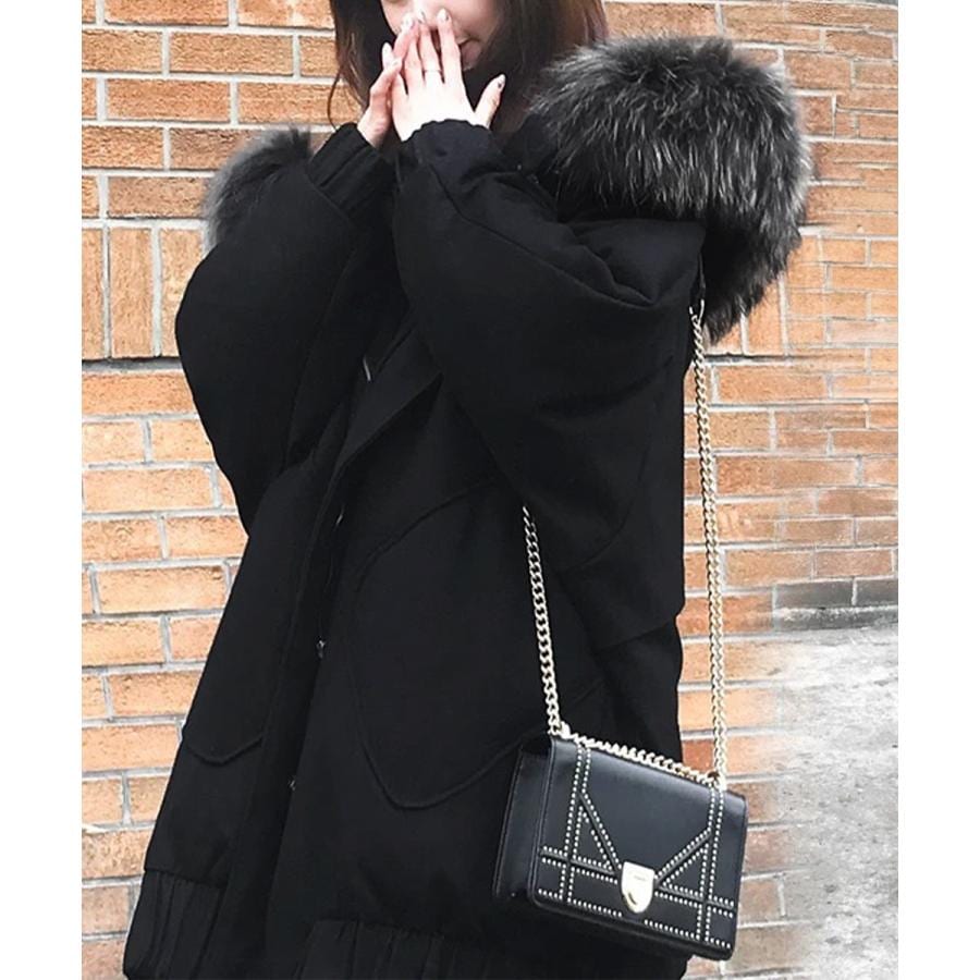 中綿ショートコートファー付きコート韓国風 中綿ショートコートファー付きコート韓国風