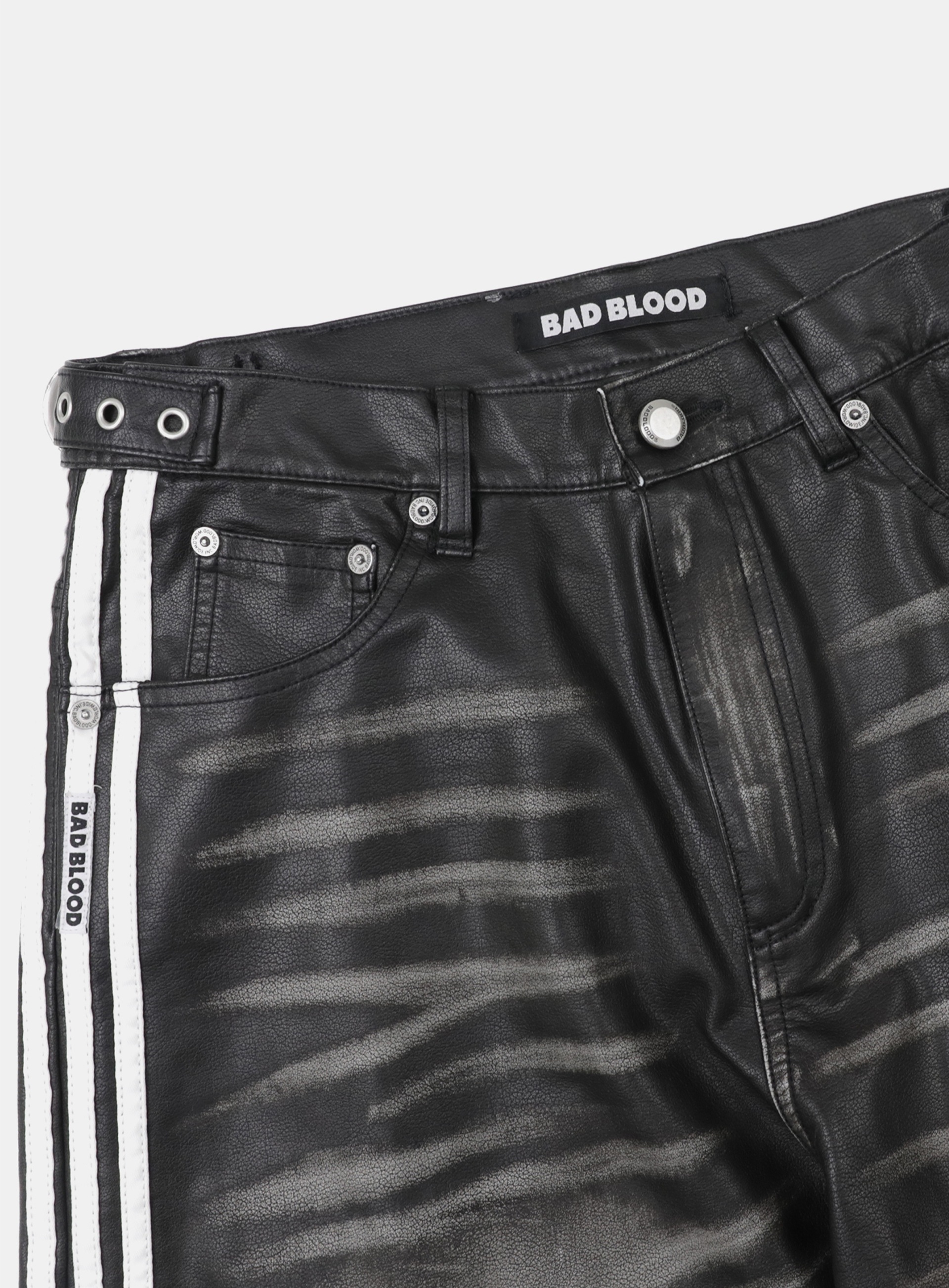 BADBLOOD】 BILLY BARREL LEATHER TRACK PANTS : BLACK ロングパンツ