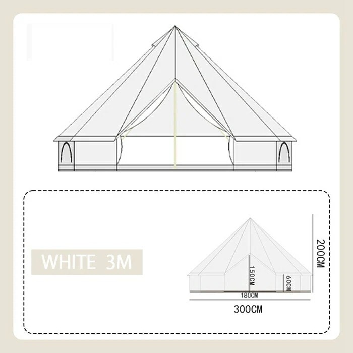 ワンポールテント 34人用テント ベル型テント テント ティピーテント ファミリー 大型テント 日除け 快適 防風 防雨 防水 耐火性 UVカット 通気 ポール ペグ ロープ付き スーム