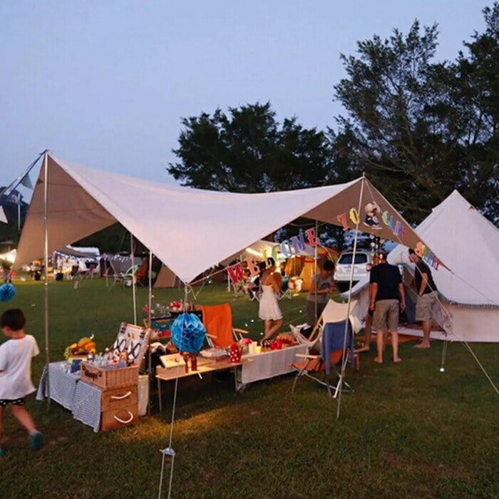 ワンポールテント 34人用テント ベル型テント テント ティピーテント ファミリー 大型テント 日除け 快適 防風 防雨 防水 耐火性 UVカット 通気 ポール ペグ ロープ付き スーム