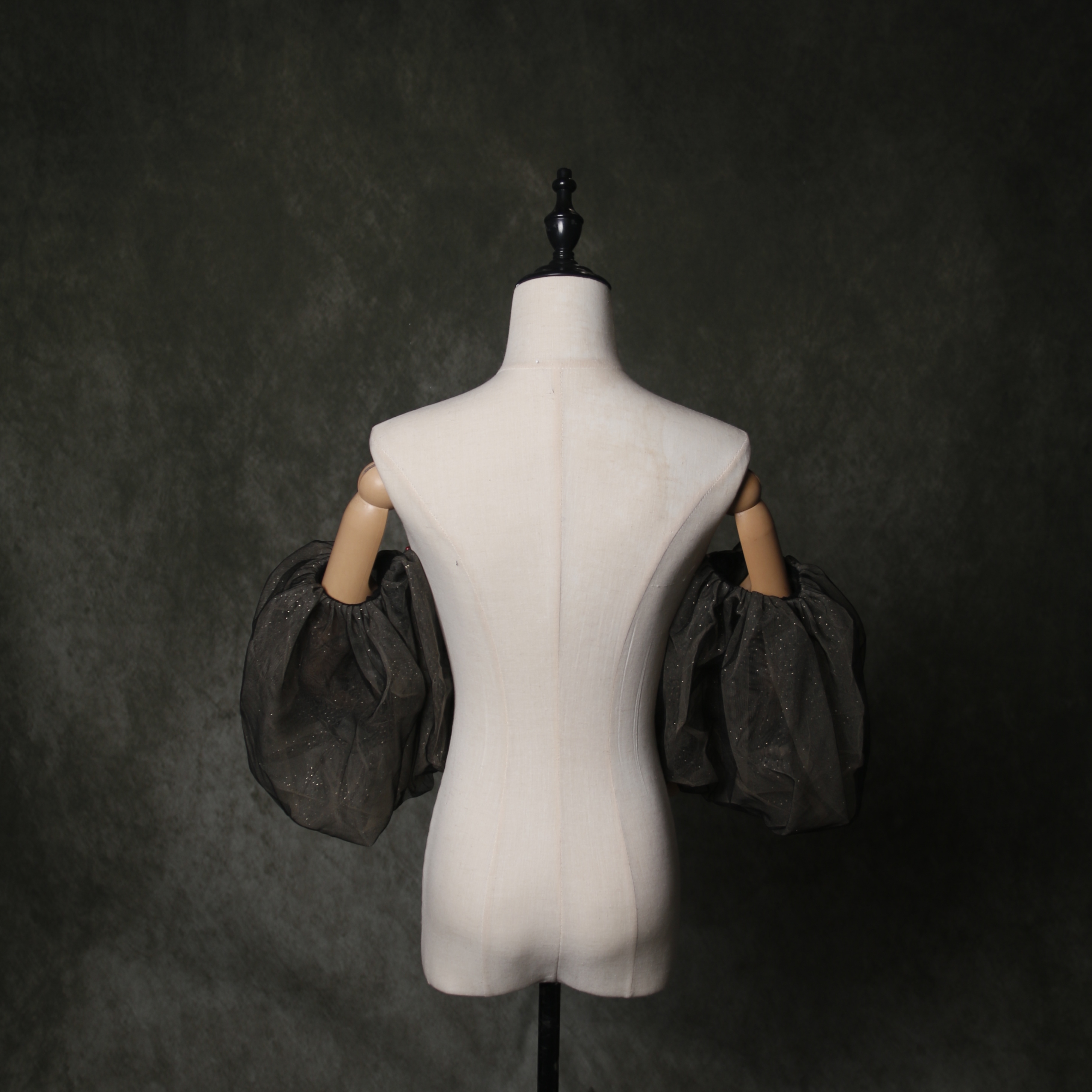 人気上昇！ パフスリーブ キラキラグリッターチュール ブラック 取り外し袖 前撮り