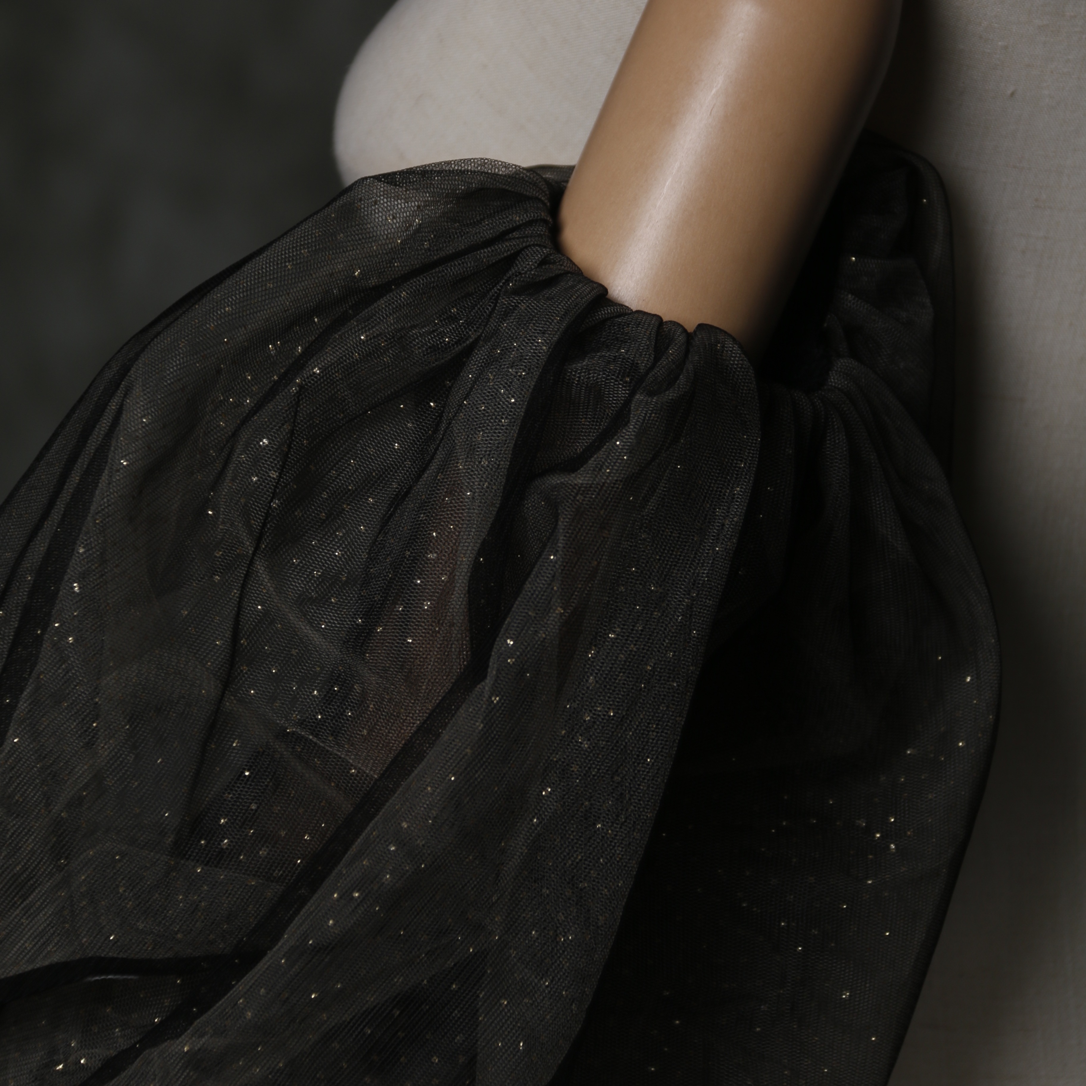 人気上昇！ パフスリーブ キラキラグリッターチュール ブラック 取り外し袖 前撮り