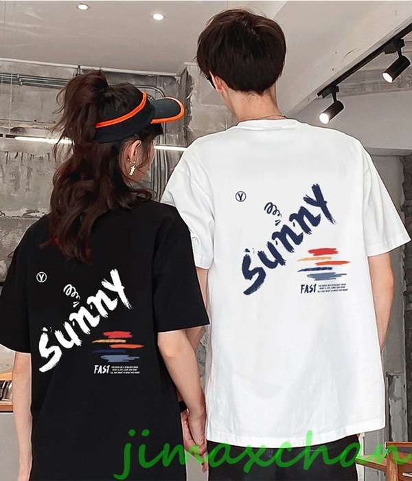 気楽暮らし 【2枚セット】ペアtシャツ カップル ペアルック 半袖 夏服 カップルお揃い tシャツ tシャツ 可愛い おしゃれ カップル 白 夏服 メンズ 半袖 気楽暮らし 【2枚セット】ペアtシャツ カップル ペアルック 半袖 夏服 カップルお揃い tシャツ tシャツ 可愛い おしゃれ カップル 白 夏服 メンズ 半袖