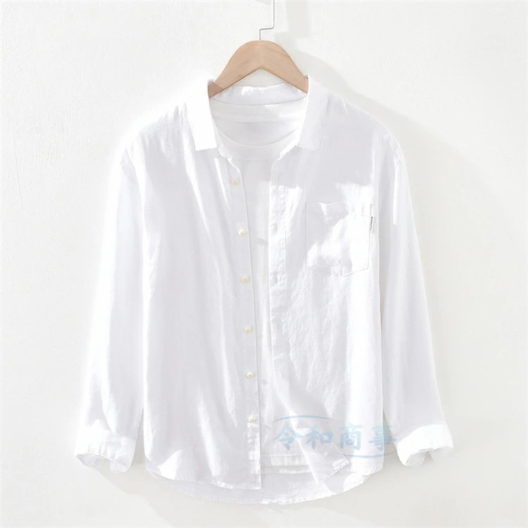 カジュアルシャツ メンズ 長袖シャツ 麻100％ 麻シャツ 胸ポケット ワイシャツ おしゃれ 白シャツ ビジネス 大きいサイズ 春