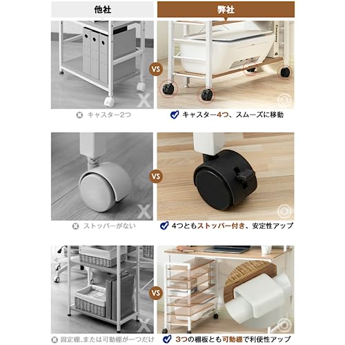 左右交換可能なラック付き100cm幅パソコンデスク