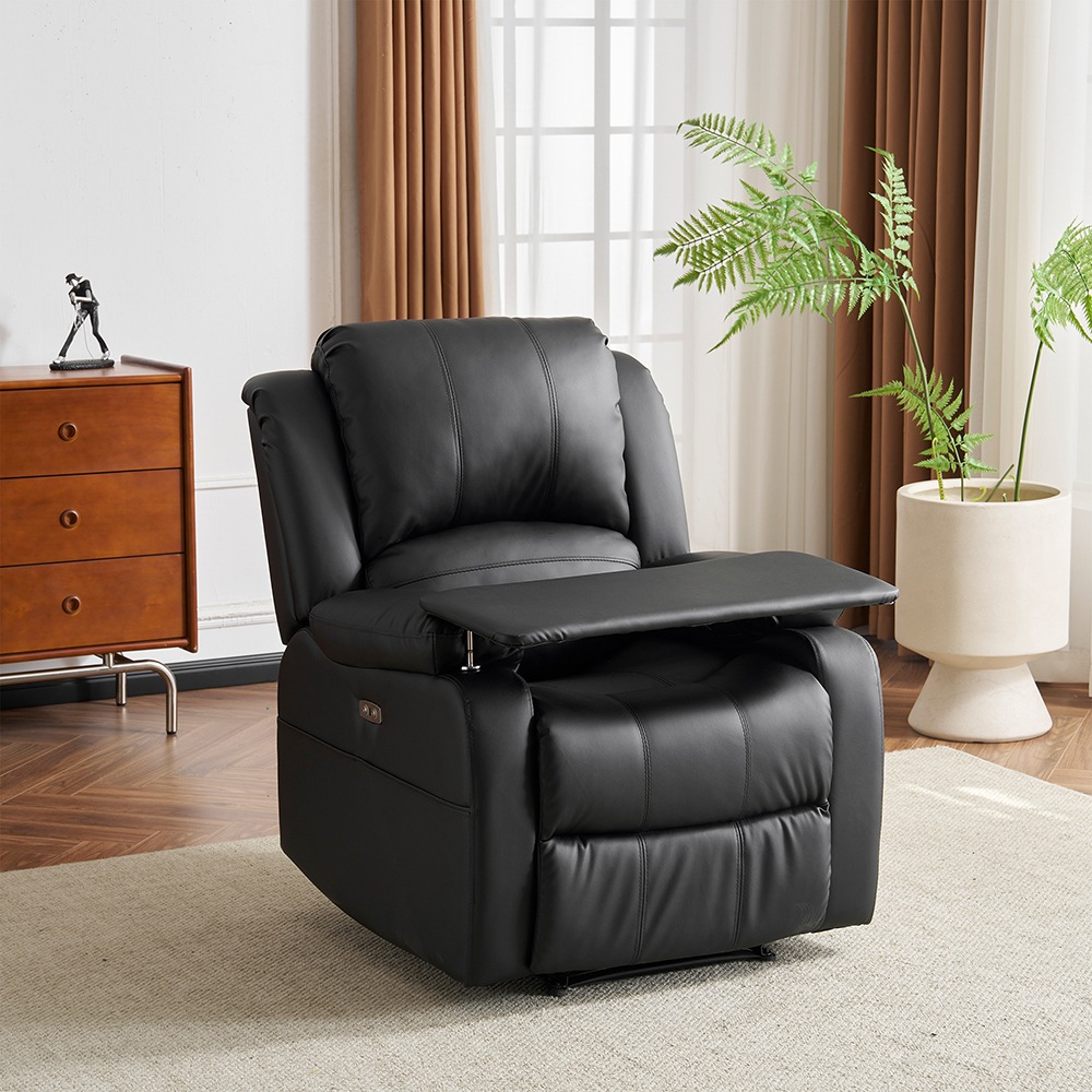 リクライニングチェア テーブル付き リクライニングソファ 1人掛け 電動 リクライニング ファブリック オットマン一体型 パーソナルチェアー 電動ソファ 耐圧分散 リクライニングチェア 一人暮らし 【