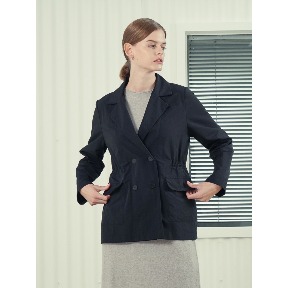 ACUD ストリング ディテール ダブル ジャケット ブラック