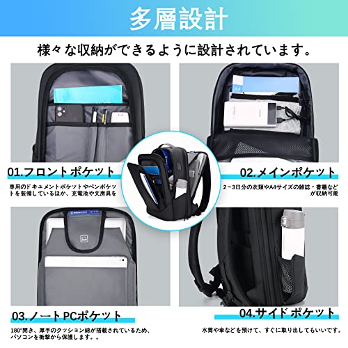 ビジネスリュック リュック メンズ 2024最新 多機能 マチ拡張 防水
