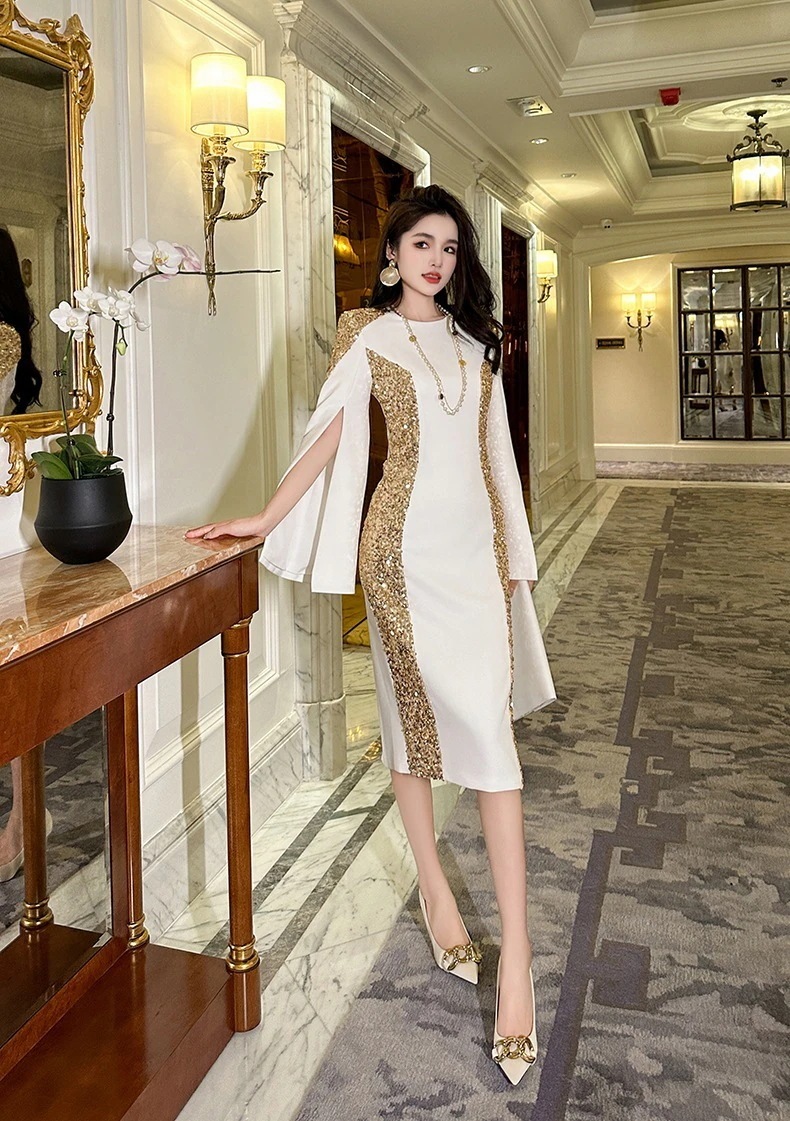 パーティードレス 卒業式 大人 キャバ ウェディング 披露宴 通勤 司会者 演奏会 着痩せ チャイナドレス 結婚式 同窓会 ワンピース キラキラ飾り 秋 二次会 発表会