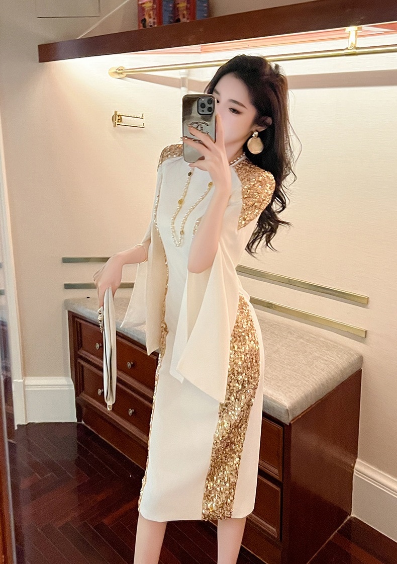 パーティードレス 卒業式 大人 キャバ ウェディング 披露宴 通勤 司会者 演奏会 着痩せ チャイナドレス 結婚式 同窓会 ワンピース キラキラ飾り 秋 二次会 発表会